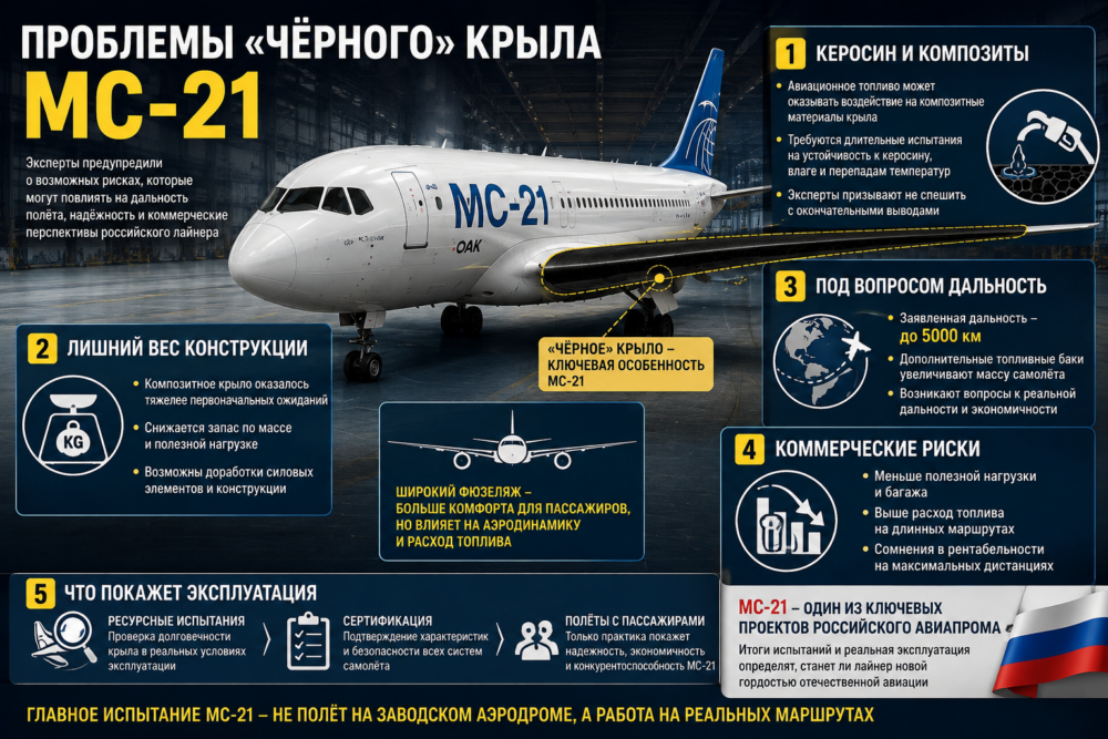 секрет чёрного крыла МС-21 раскрыт почему у самолёта будут серьёзные проблемы